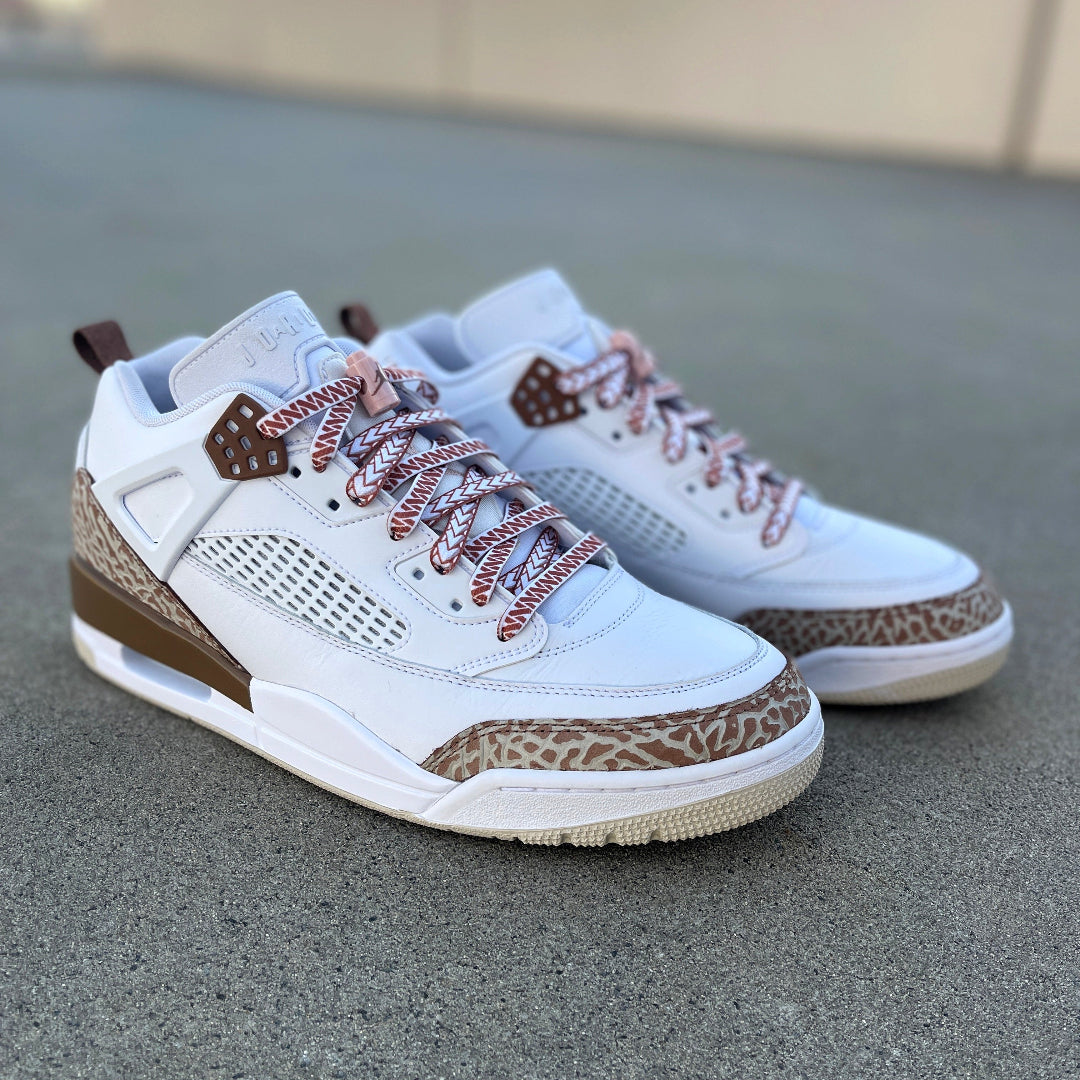 Nesia Originals Polynesian spear design shoelaces laced in Jordan Spizikes